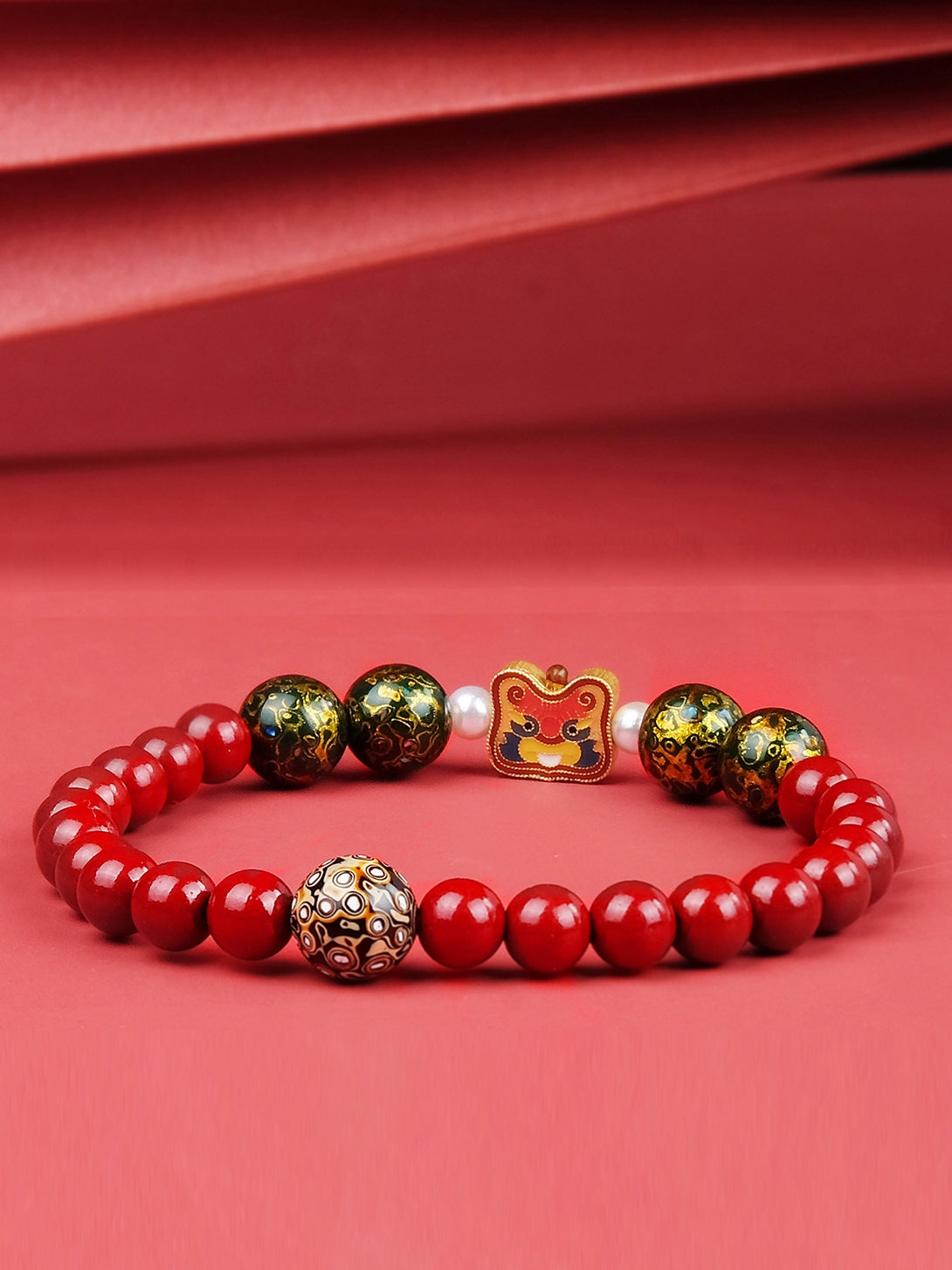 Lacquer Crafted 925 Silver Cinnabar Bracelet