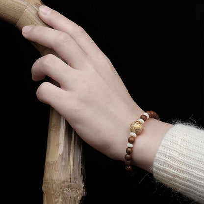 Golden Sandalwood with Beads Bracelet